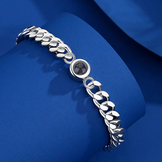 Titanium cuban chain photo bracelet