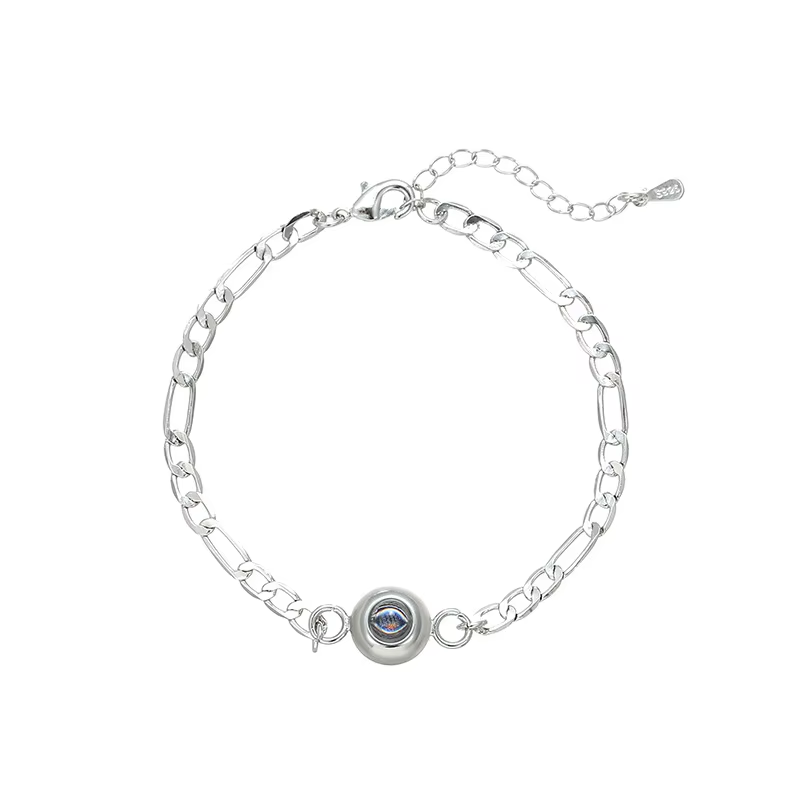 Figaro chain photo projection bracelet