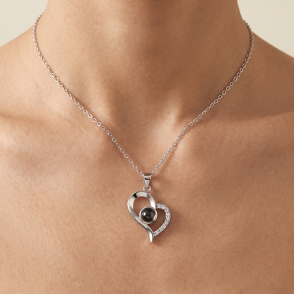 Heart Photo Projection Necklace with pet photo projection crystal