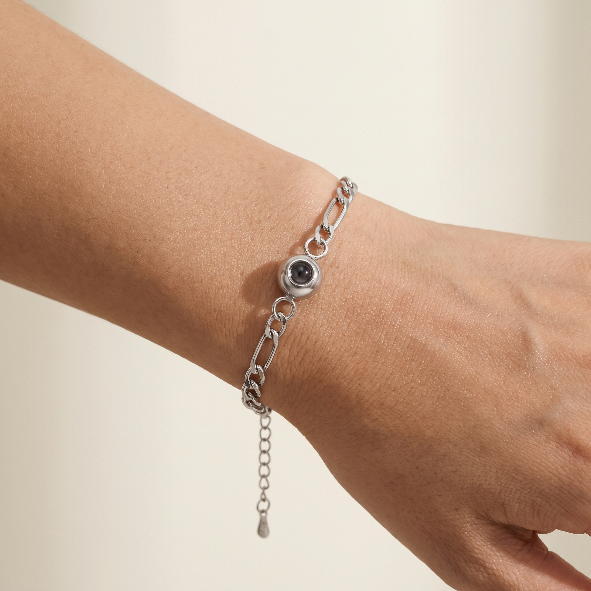 Figaro chain photo projection bracelet