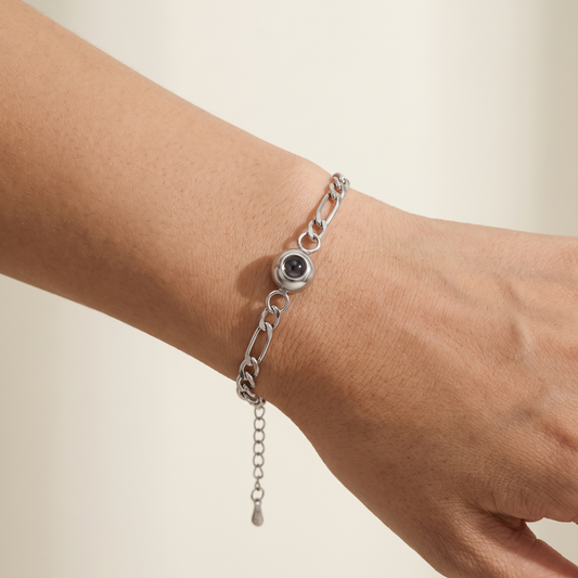 Figaro chain photo projection bracelet