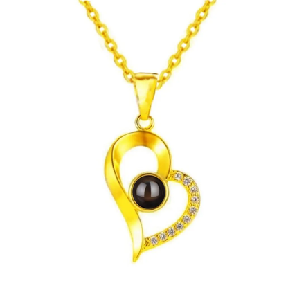 Heart Photo Projection Necklace gold-tone detail