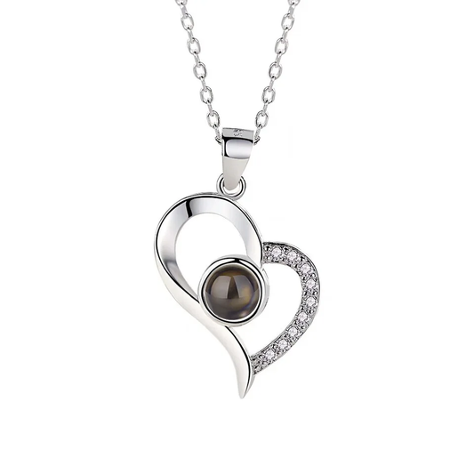Heart Photo Projection Necklace silver-tone detail