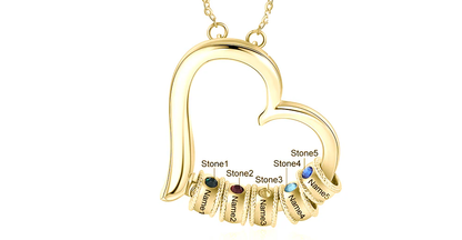 Custom Birthstone Heart Necklace gold-tone detail