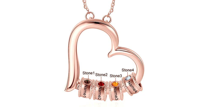 Custom Birthstone Heart Necklace rose gold-tone detail