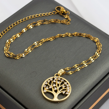 Rhinestone Tree of Life Necklace lifestyle detail